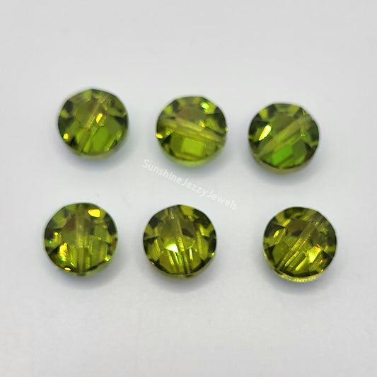 WEB EXCLUSIVE - #5100 - 6pc Swarovski Crystal Light Olivine AB 10mm Lentil Beads