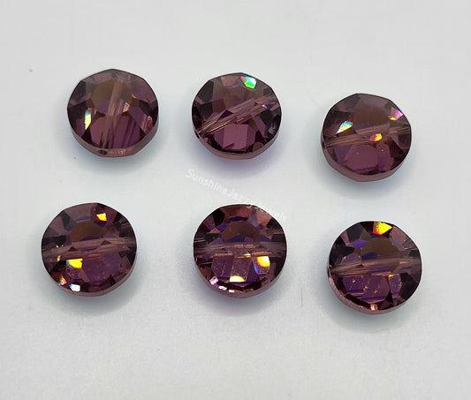 WEB EXCLUSIVE - #5100 - 6pc Swarovski Crystal Amethyst AB 12mm Lentil Beads