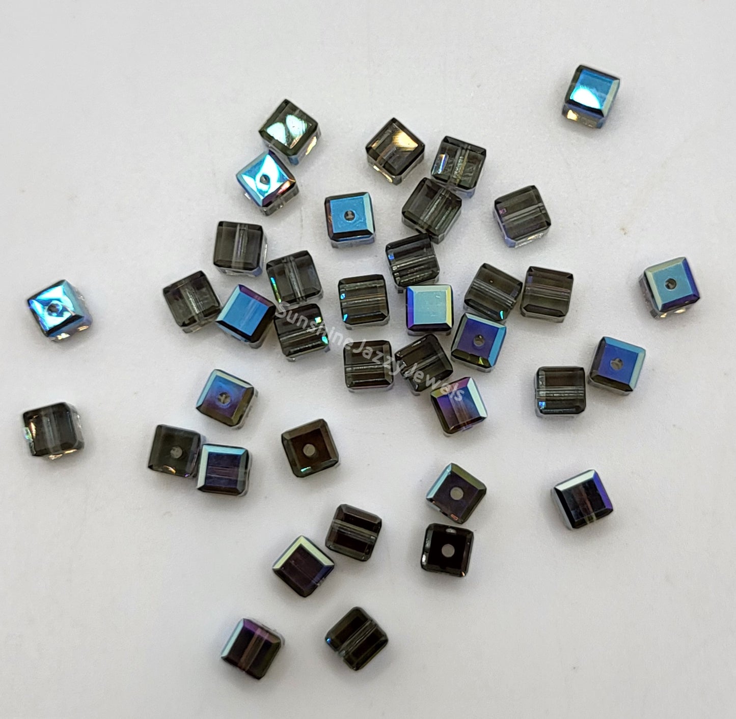 #5601 - Swarovski Crystal 4mm Faceted Cube Beads w/ AB Finish; 12pc per pack