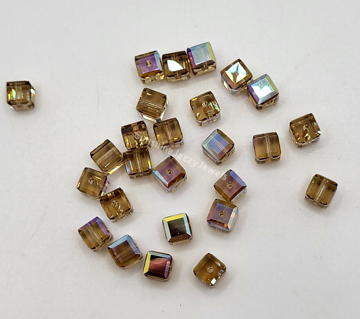 #5601 - Swarovski Crystal 4mm Faceted Cube Beads w/ AB Finish; 12pc per pack