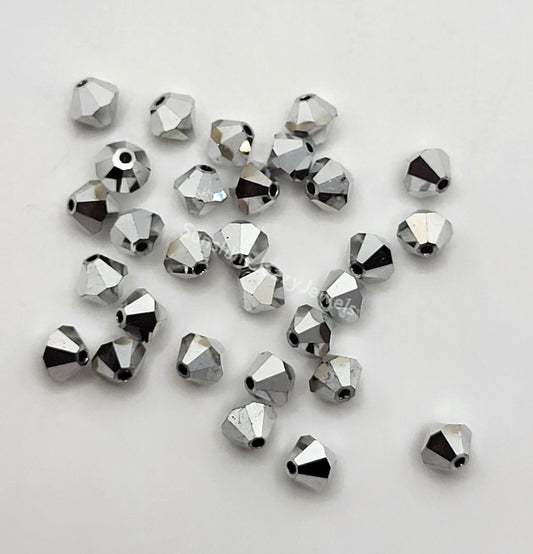 #5328 - 28pc Swarovski Crystal Comet Argent Light 2X 4mm Bicone Beads; LAST ONE