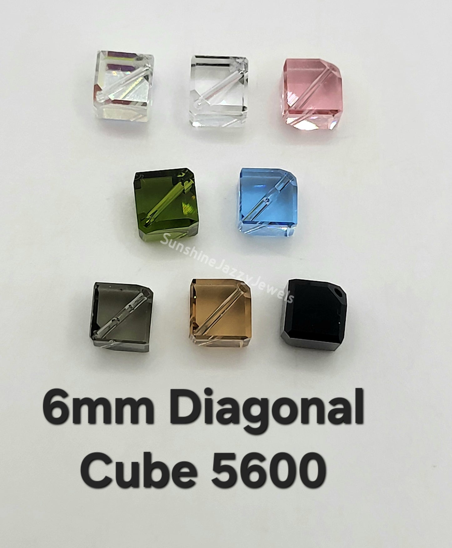 #5600 - Swarovski Crystal 6mm Diagonal Cube Beads; 6pc per pack