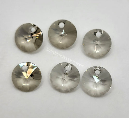 #6200 - 6pc Swarovski Crystal Silver Shade 8mm Rivoli Pendants; LAST ONE