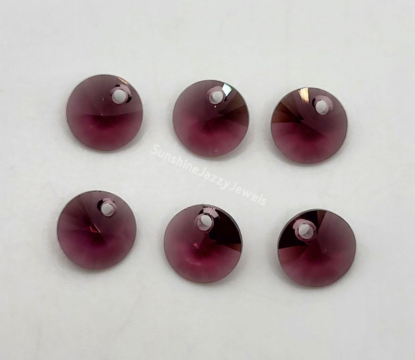 #6200 - 6pc Swarovski Crystal Amethyst 8mm Rivoli Pendants; LAST ONE