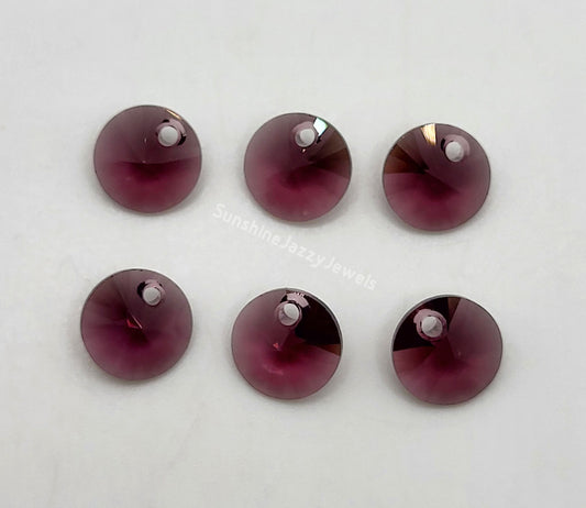#6200 - 6pc Swarovski Crystal Amethyst 8mm Rivoli Pendants; LAST ONE