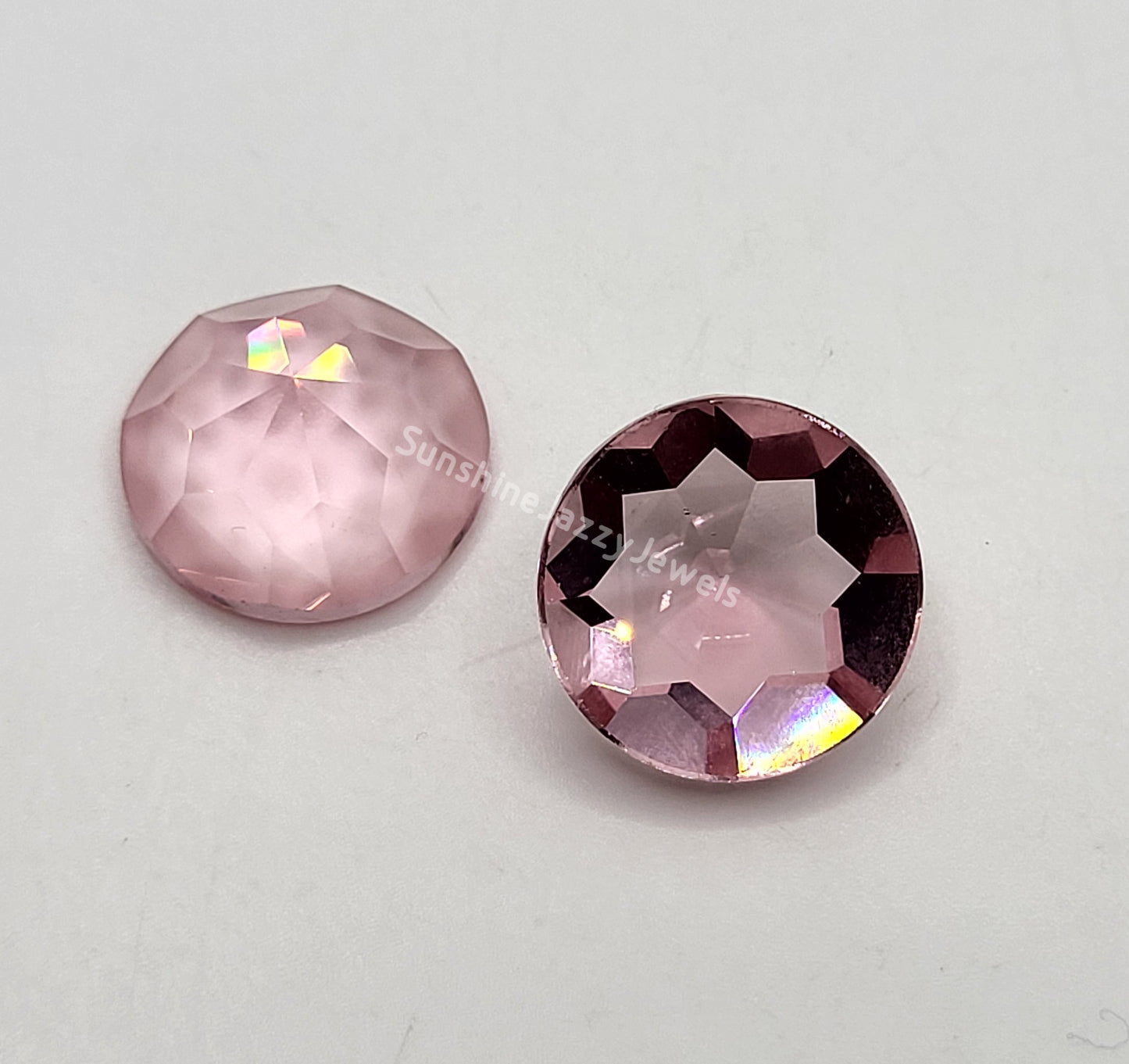 #2020 - Swarovski Crystal Light Rose 16mm Round Rauten Flatback Rhinestone Pointed Top