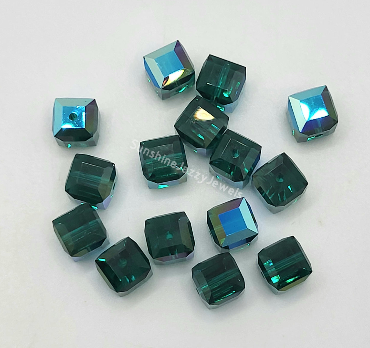 #5601 - Swarovski Crystal 6mm Cube Beads w/ AB Finish; 6pc per pack
