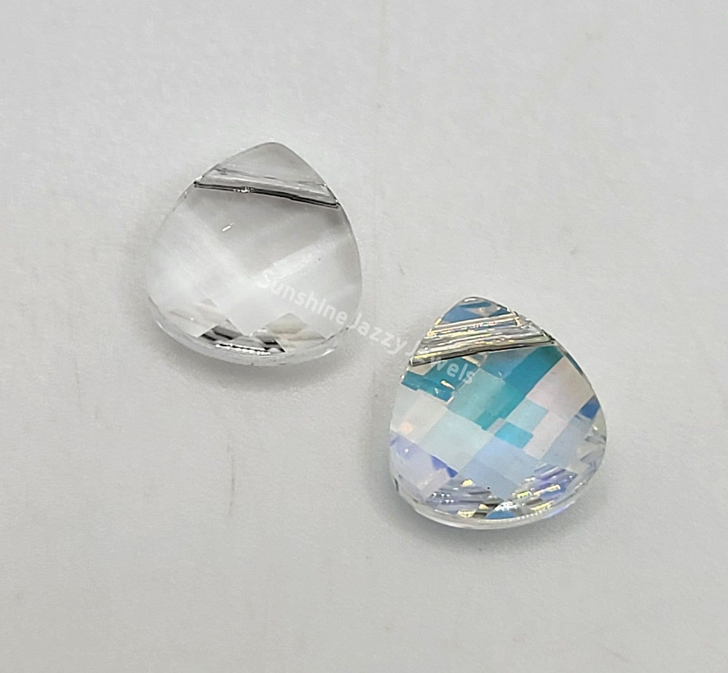 #6012 - Swarovski Crystal 11x10mm Flat Briolette Pendant; 2pc per pack