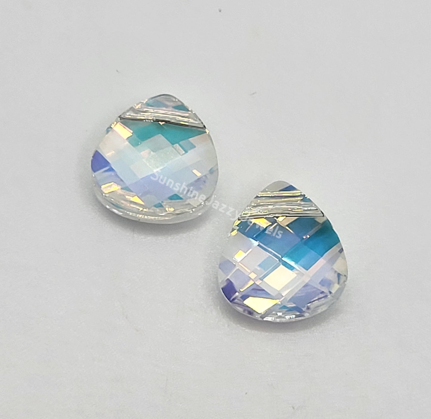 #6012 - Swarovski Crystal 11x10mm Flat Briolette Pendant; 2pc per pack