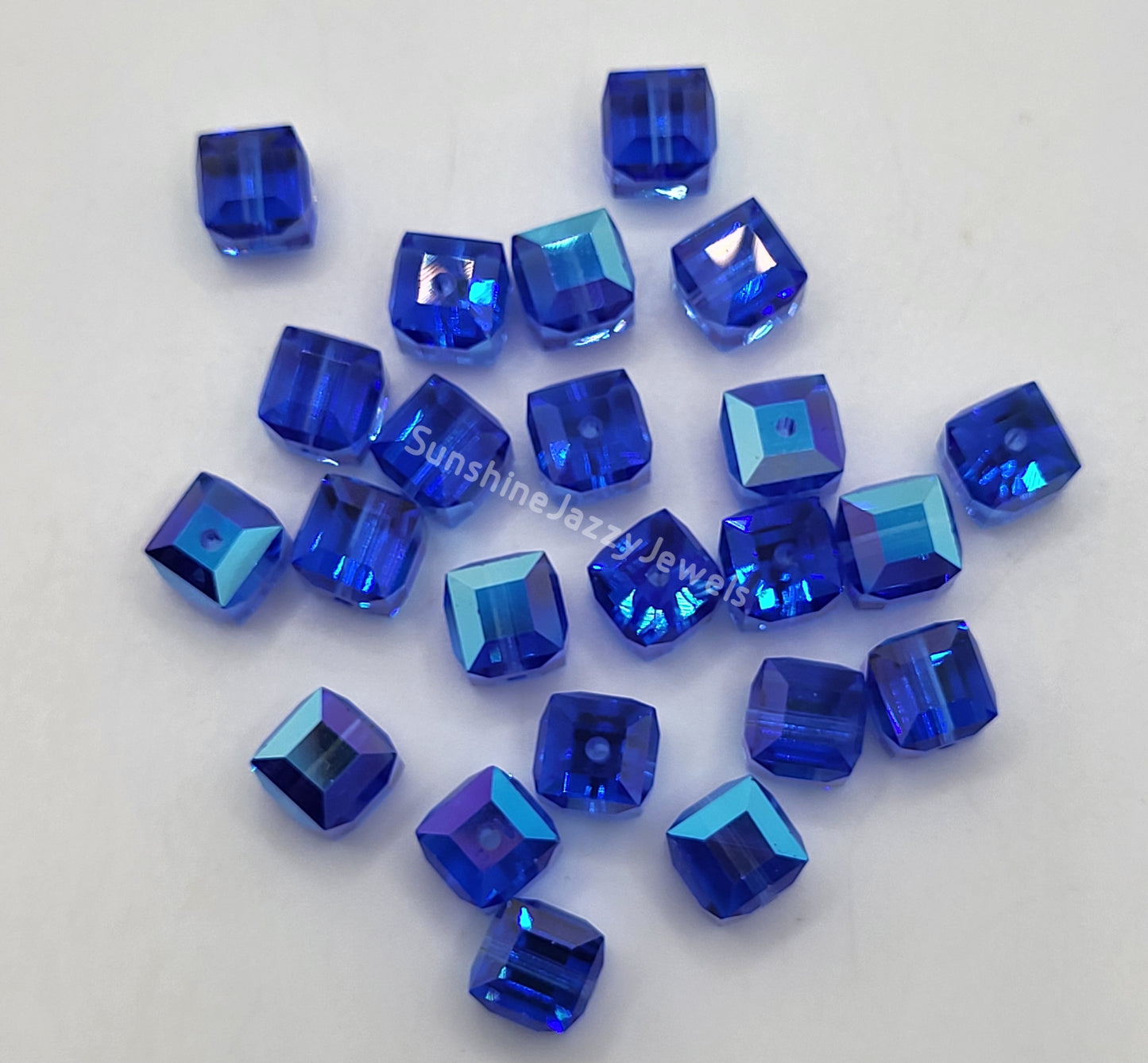 #5601 - Swarovski Crystal 6mm Cube Beads w/ AB Finish; 6pc per pack