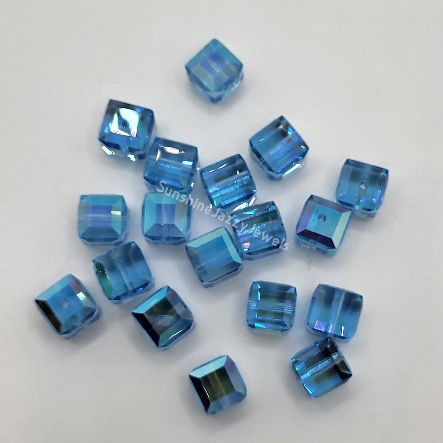 #5601 - Swarovski Crystal 6mm Cube Beads w/ AB Finish; 6pc per pack
