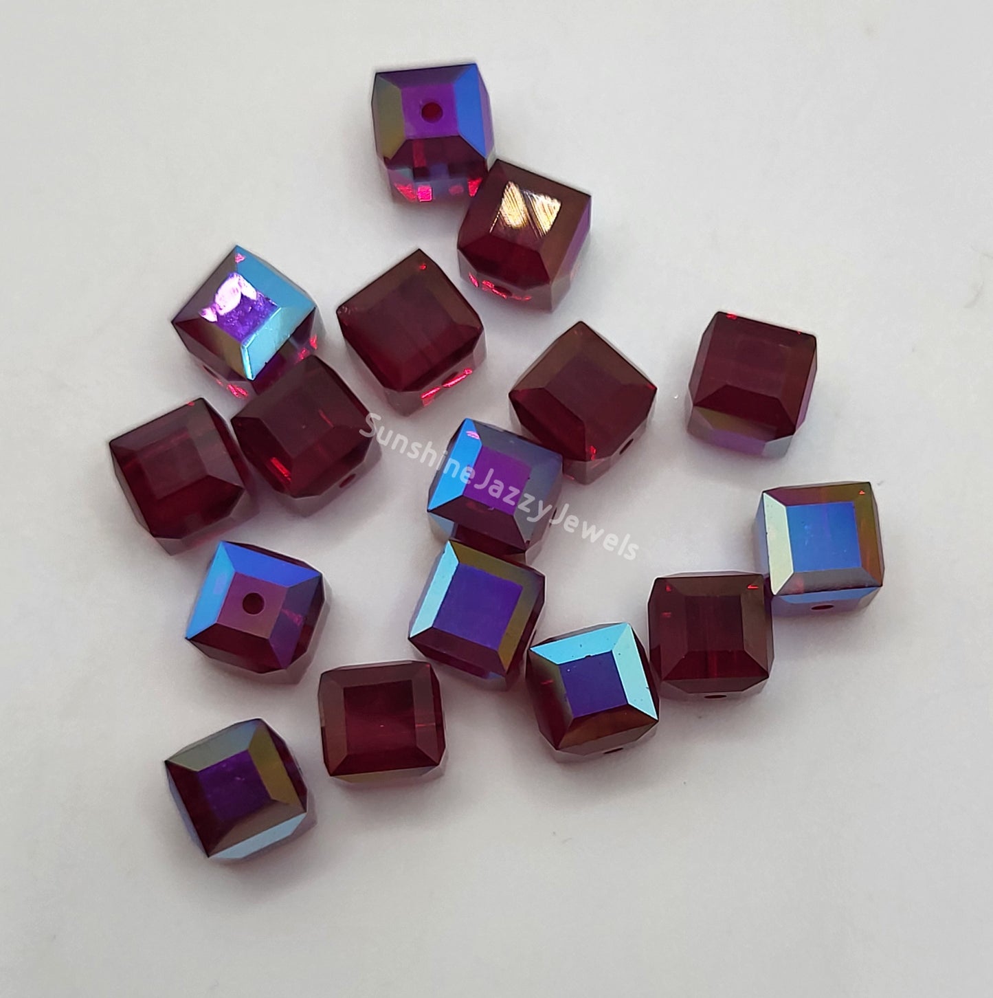 #5601 - Swarovski Crystal 6mm Cube Beads w/ AB Finish; 6pc per pack