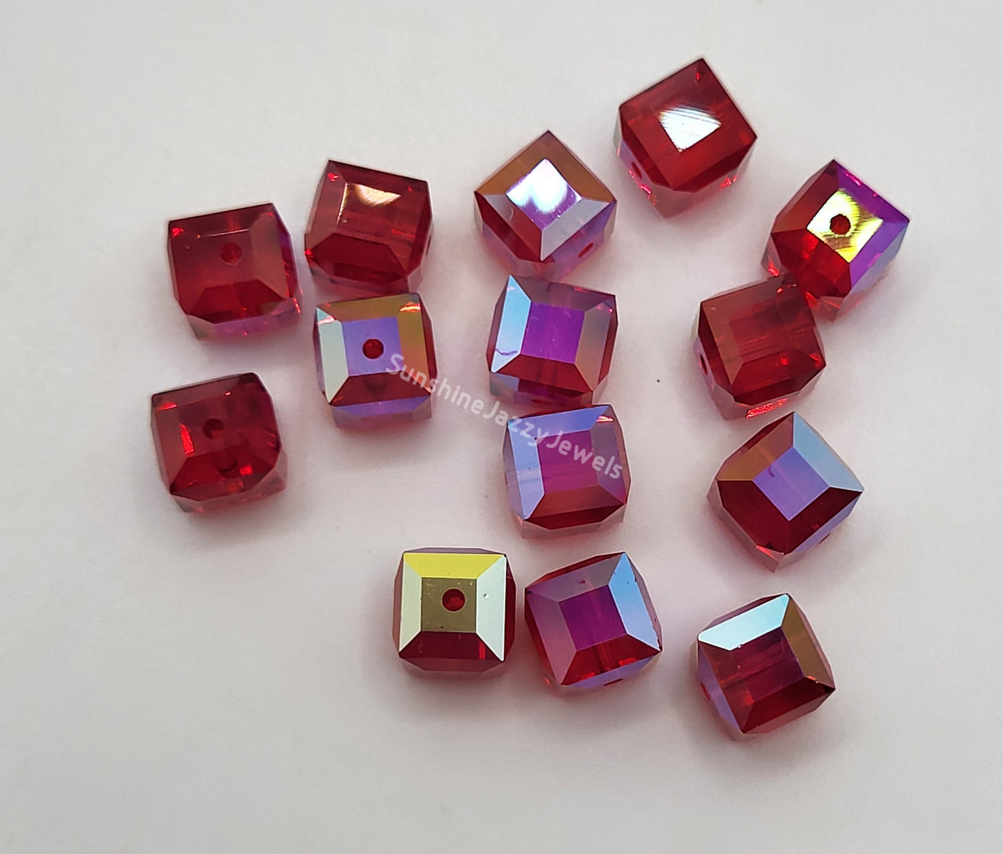 #5601 - Swarovski Crystal 6mm Cube Beads w/ AB Finish; 6pc per pack