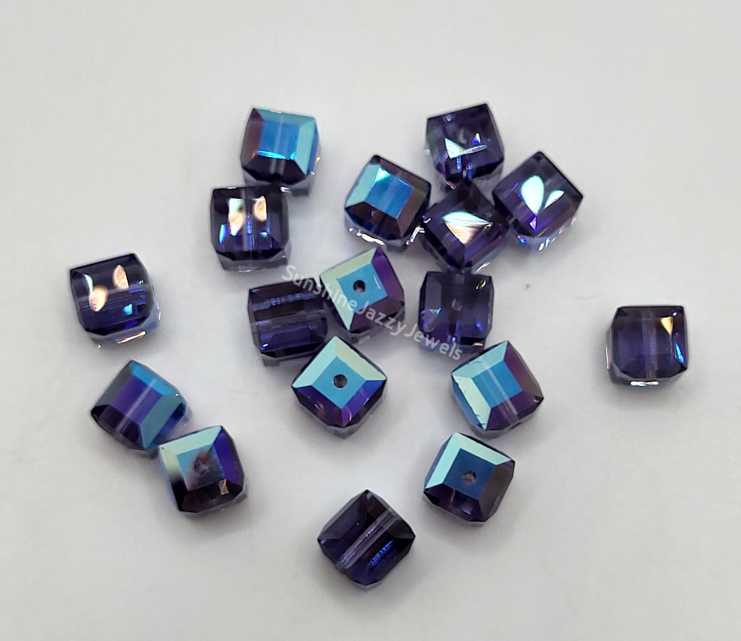 #5601 - Swarovski Crystal 6mm Cube Beads w/ AB Finish; 6pc per pack