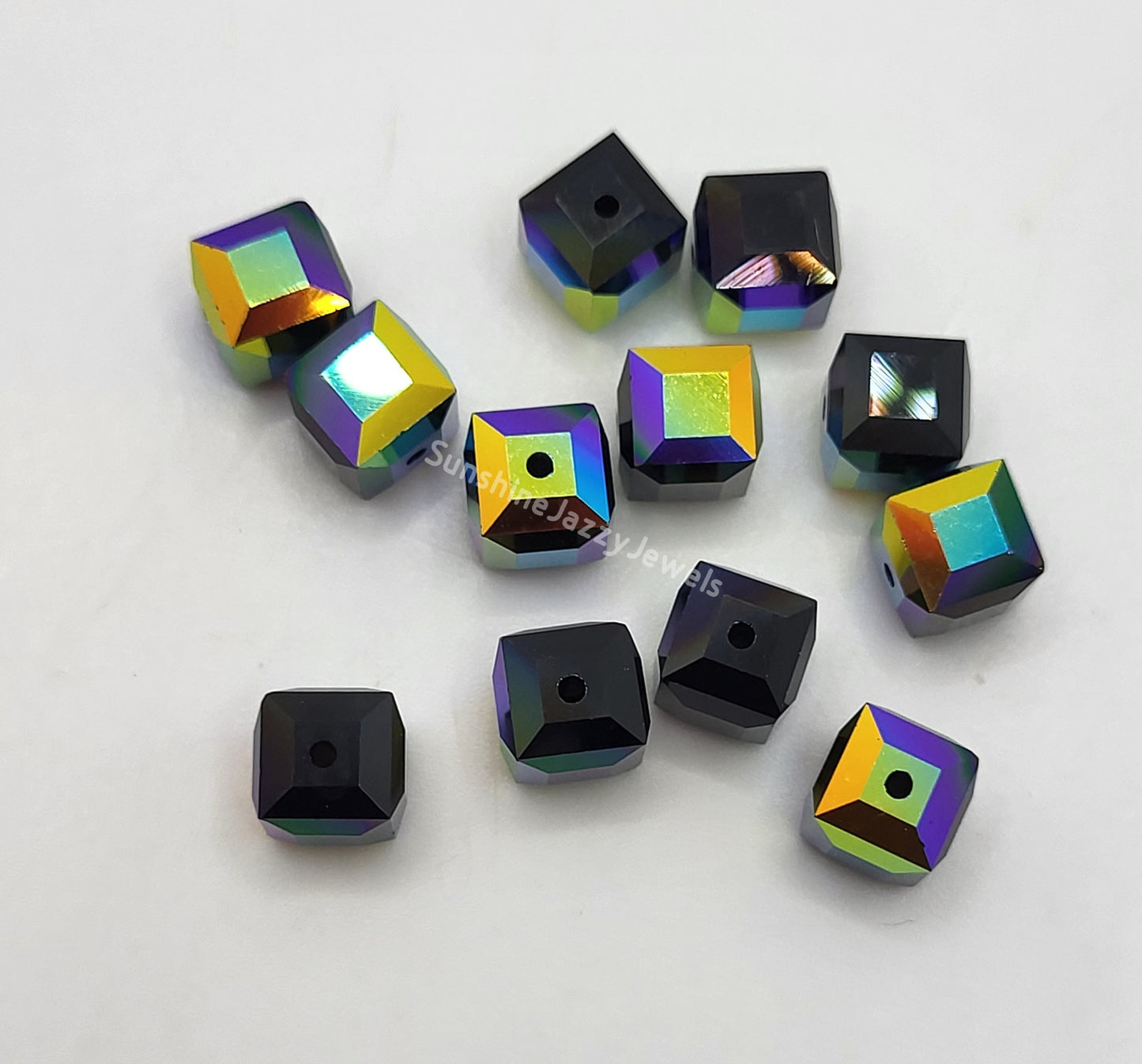 #5601 - Swarovski Crystal 6mm Cube Beads w/ AB Finish; 6pc per pack