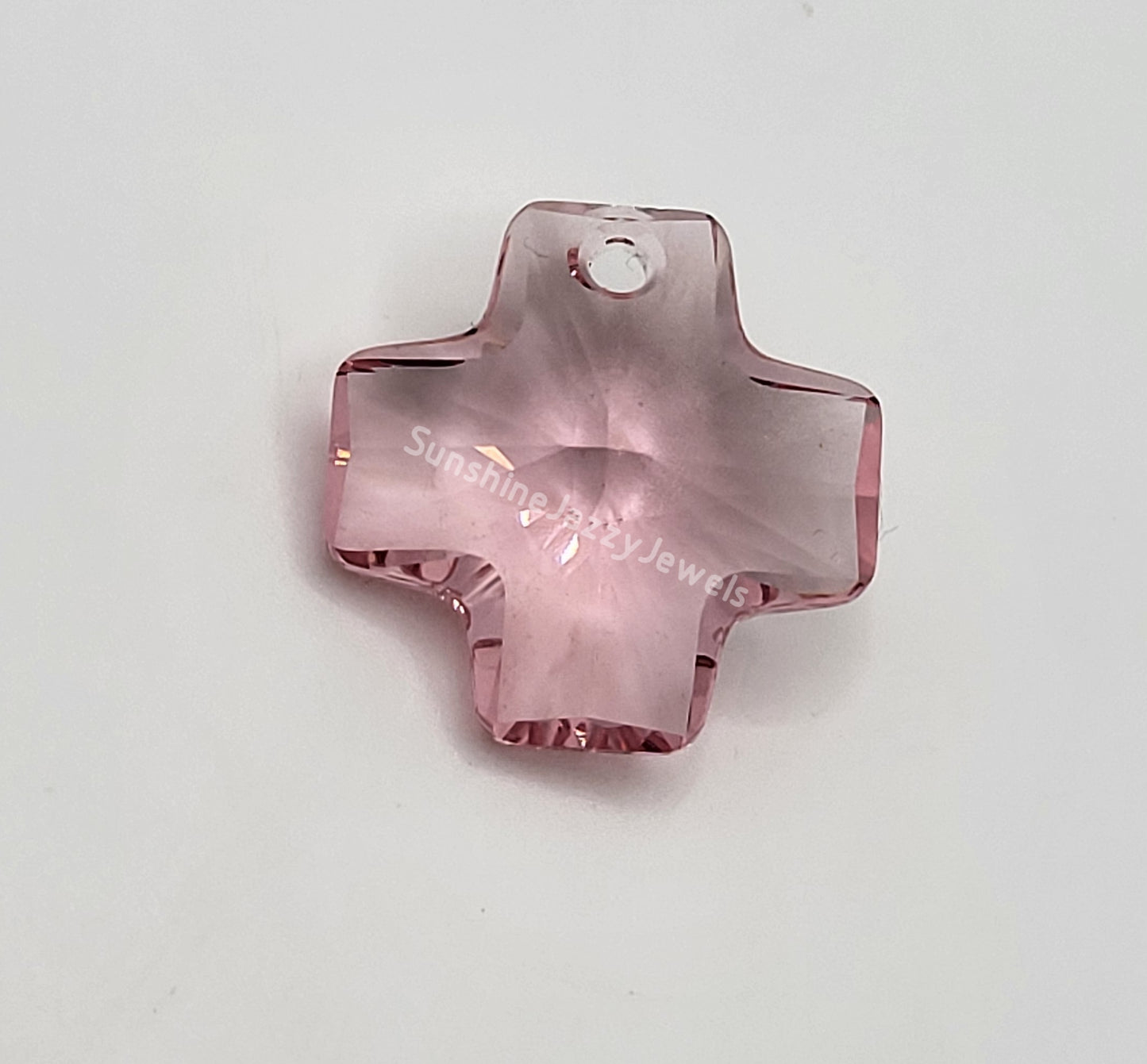#6866 - Swarovski Crystal Light Rose 20mm Cross Pendant; LAST ONE