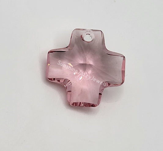#6866 - Swarovski Crystal Light Rose 20mm Cross Pendant; LAST ONE