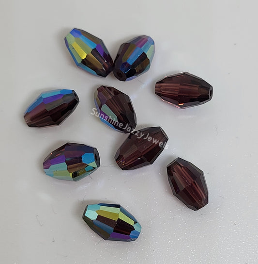 WEB EXCLUSIVE - #5200 - 12pc Swarovski Crystal Burgundy AB 9x6mm Oval Beads