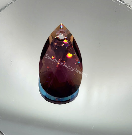 #6106 - Swarovski Crystal Amethyst Shimmer 28mm Pear Pendant; LAST ONE