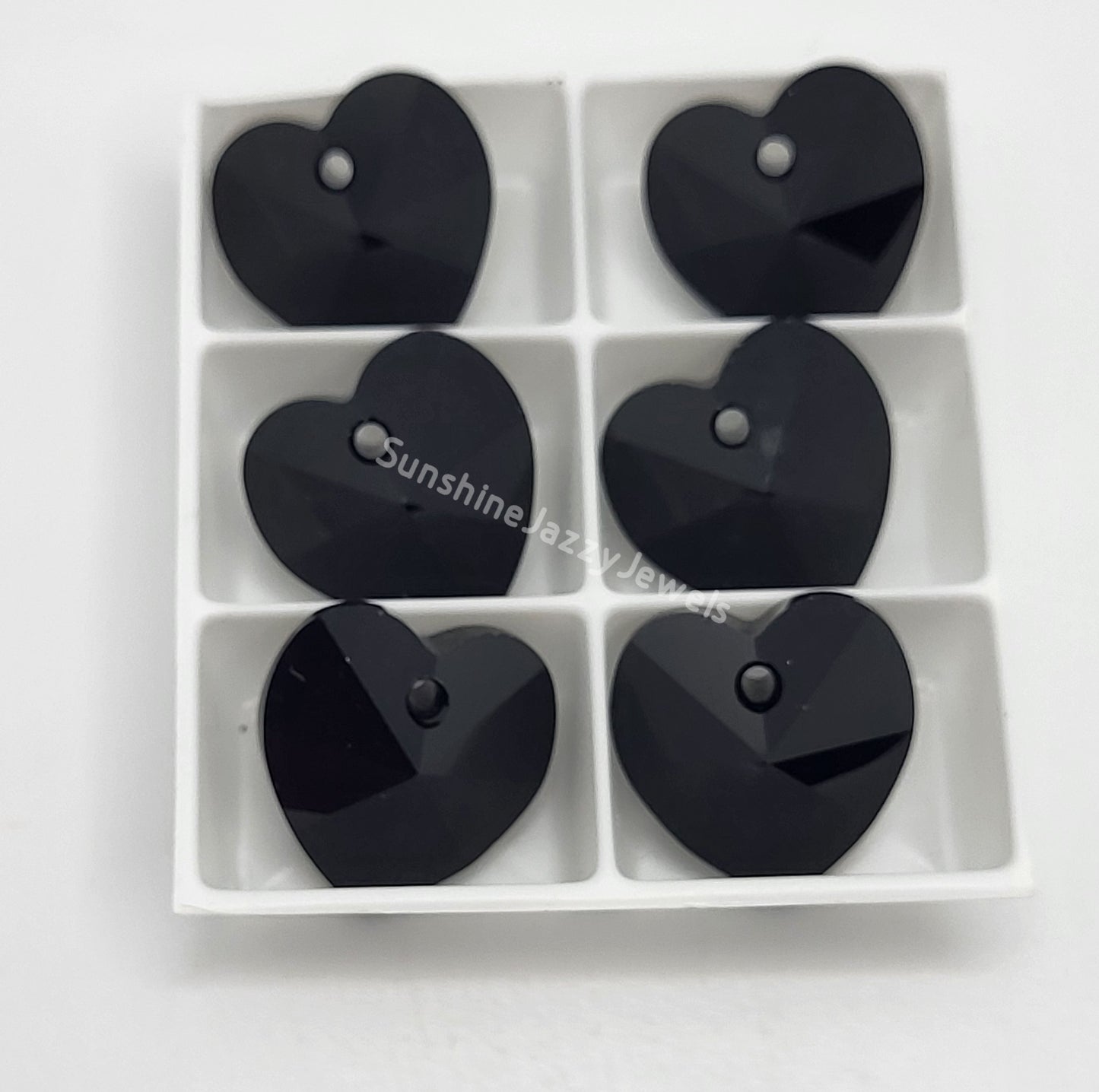 AMAZING DEAL! 6-pack Swarovski Crystal Jet Black 14mm Heart 6202 Pendants