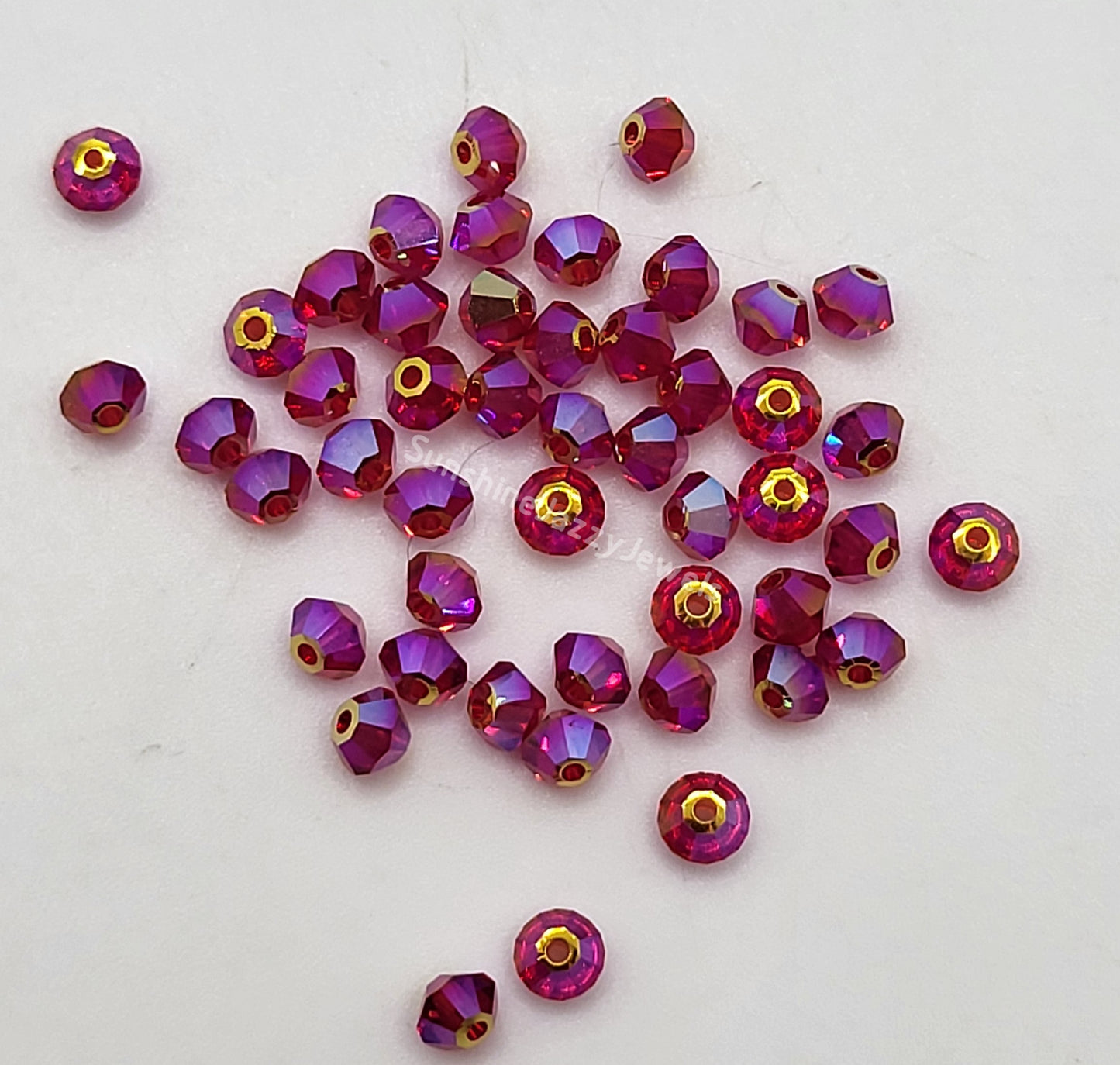 #5328 - 48pc Swarovski Crystal Light Siam AB2X 3mm Bicone Beads; LAST ONE