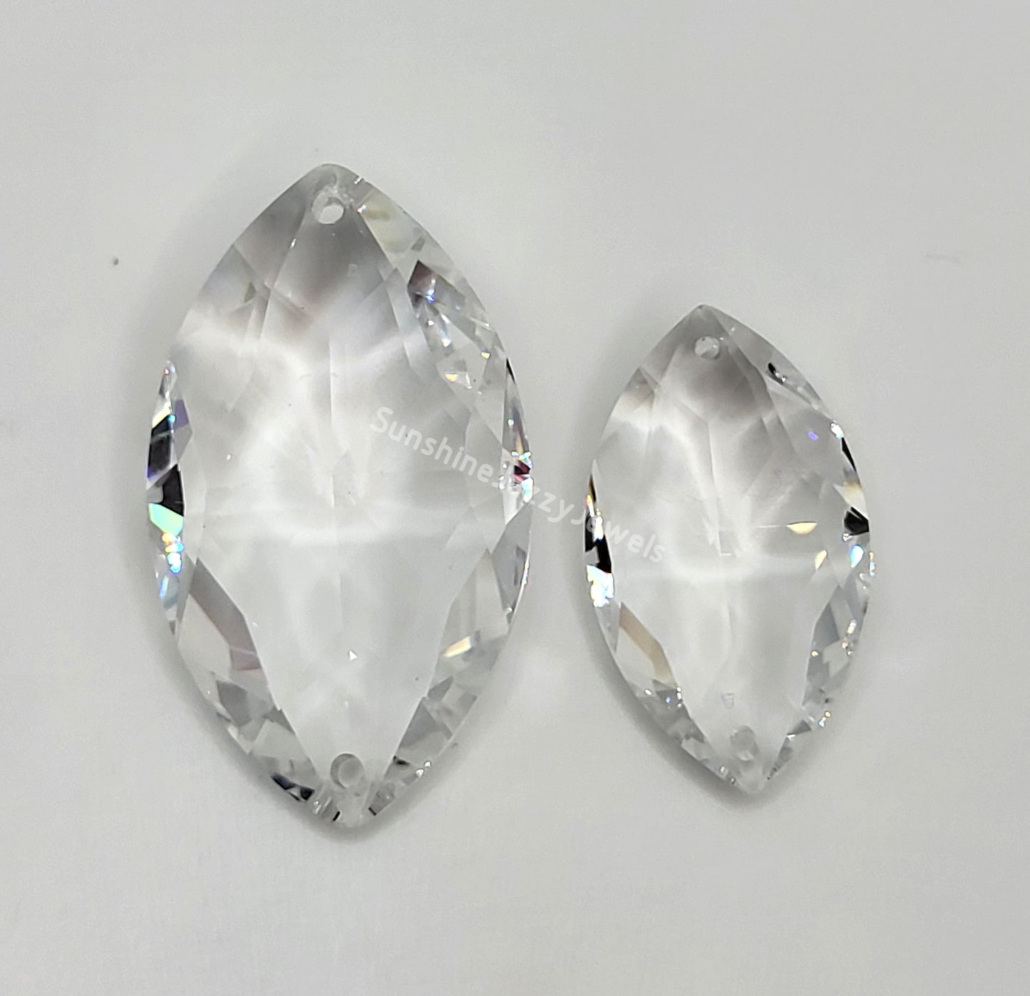 #8746 - Swarovski Crystal Clear 2 Hole Egyptian Eye/ Oval Pear Pendant/ Prism; 2 Sizes