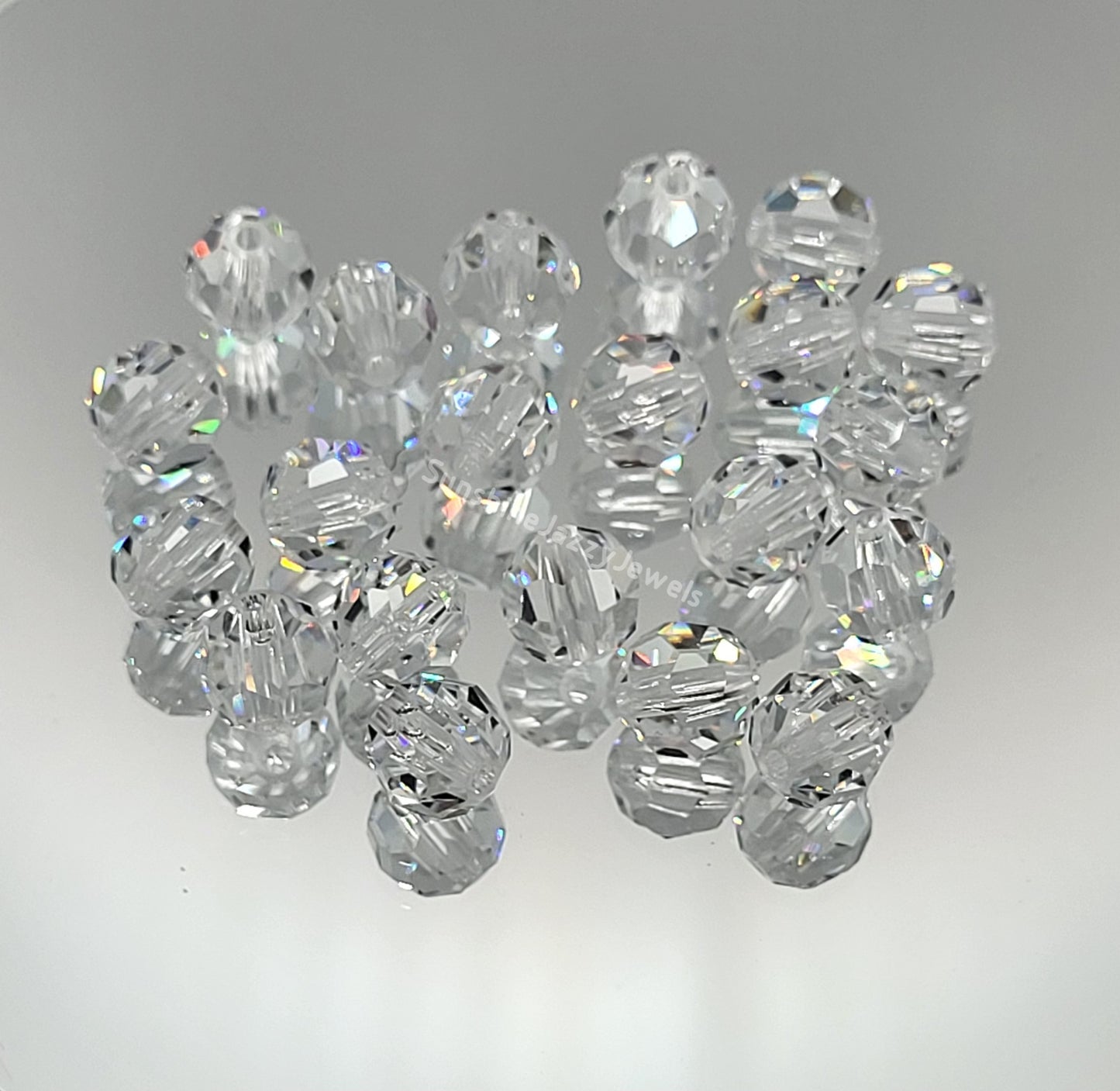 #8502 - Swarovski Crystal Clear 6mm Faceted Round Beads; Strass; Rare!