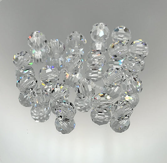 #8502 - Swarovski Crystal Clear 6mm Faceted Round Beads; Strass; Rare!