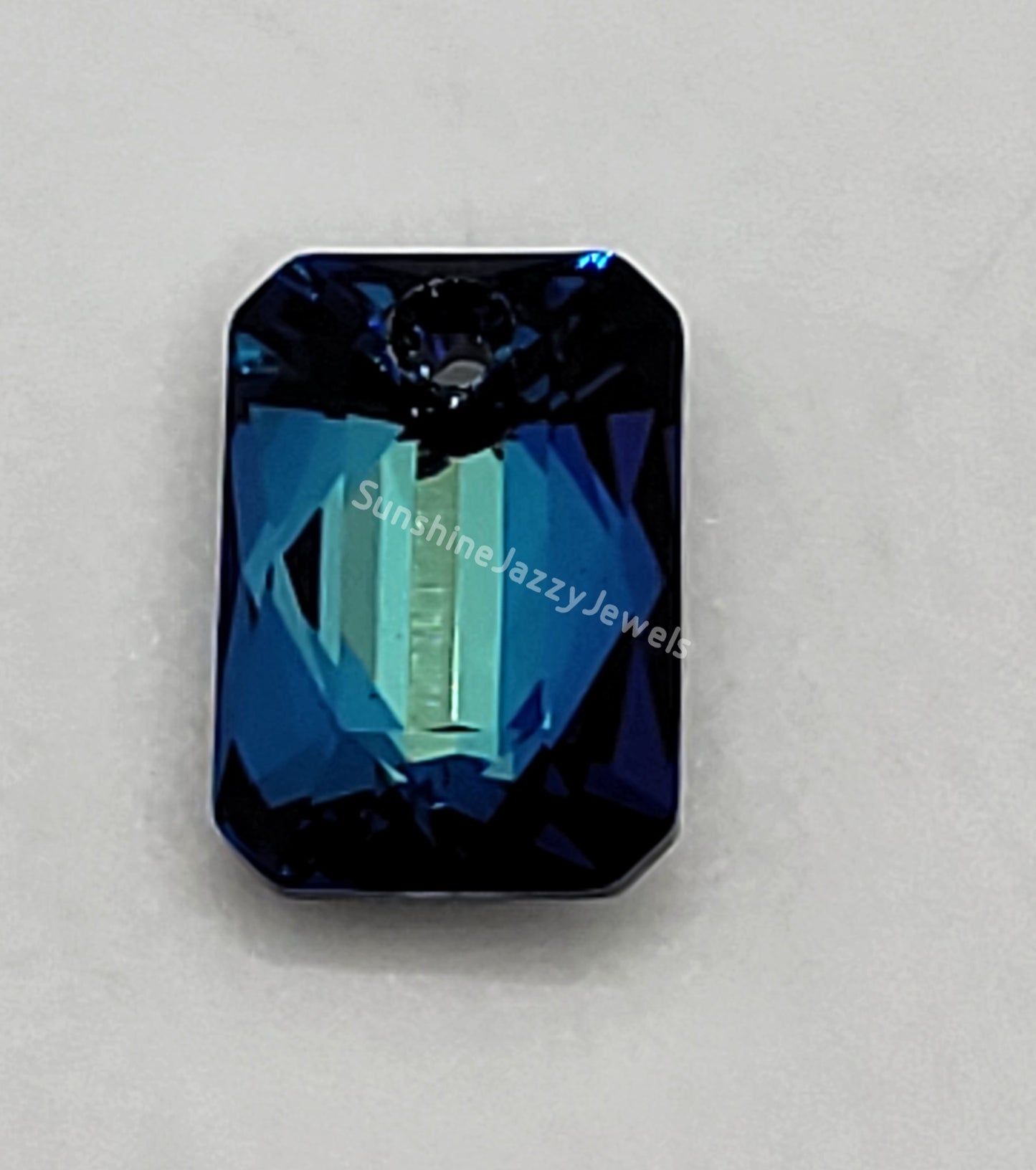 #6435 - Swarovski Crystal Bermuda Blue 11.5mm Emerald Cut Pendant; LAST ONE