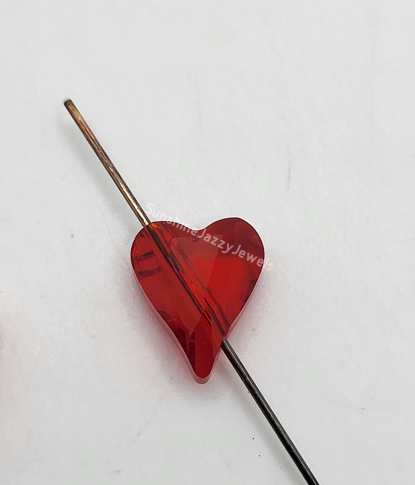 #5743 - 2pc Swarovski Crystal Light Siam 12mm Wild Heart Beads; LAST ONE