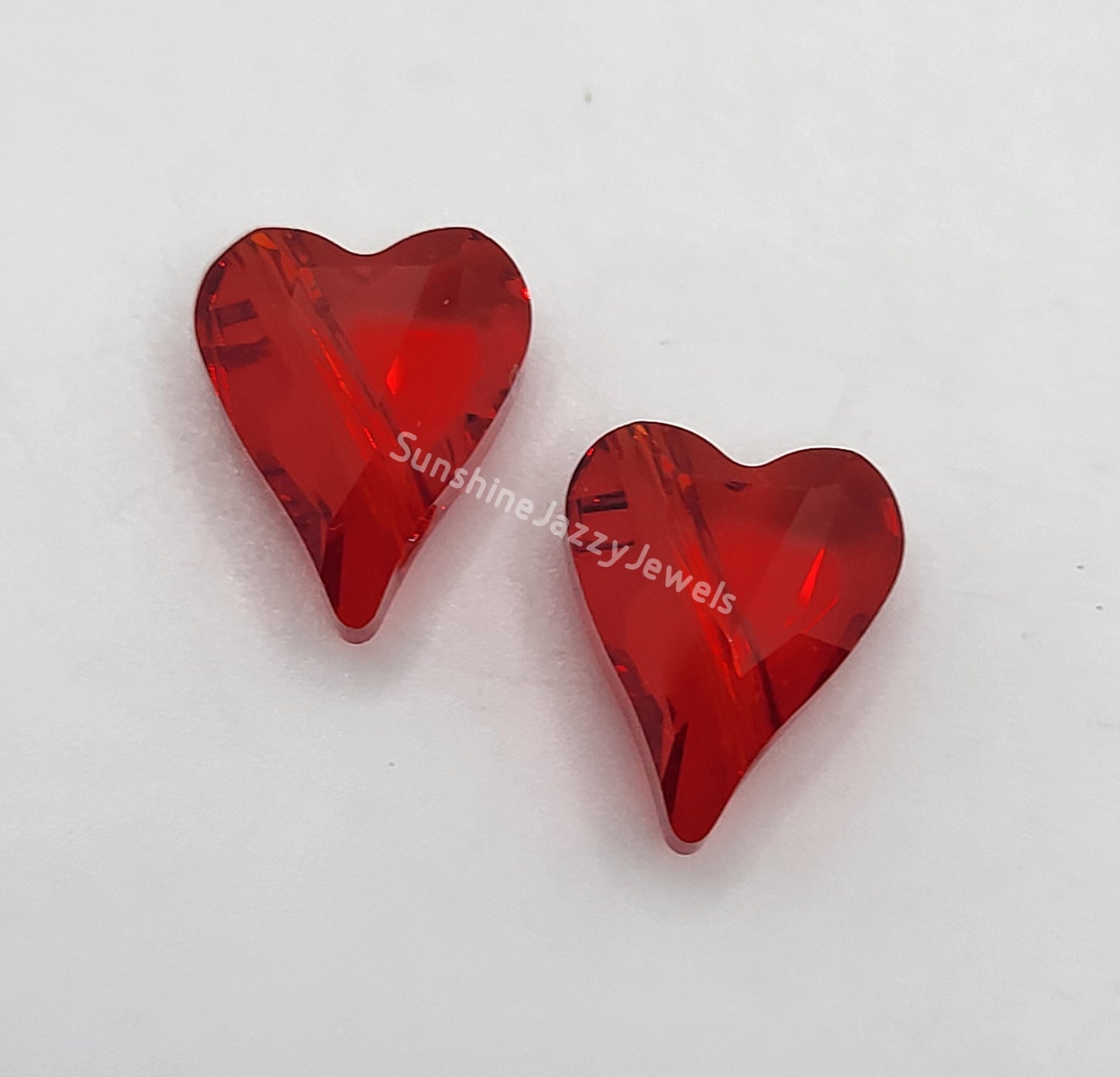 #5743 - 2pc Swarovski Crystal Light Siam 12mm Wild Heart Beads; LAST ONE