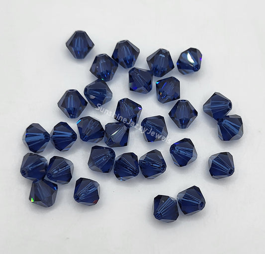 WEB EXCLUSIVE - #5301 - 12pc Swarovski Crystal Dark Sapphire 6mm Bicone Beads