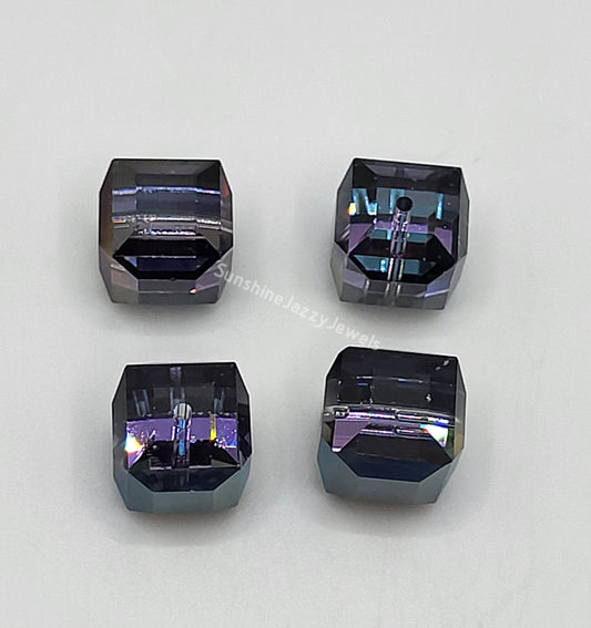 #5601 - Swarovski Crystal Purple Heliotrope 10mm Faceted Cube Beads; 4pc per pack