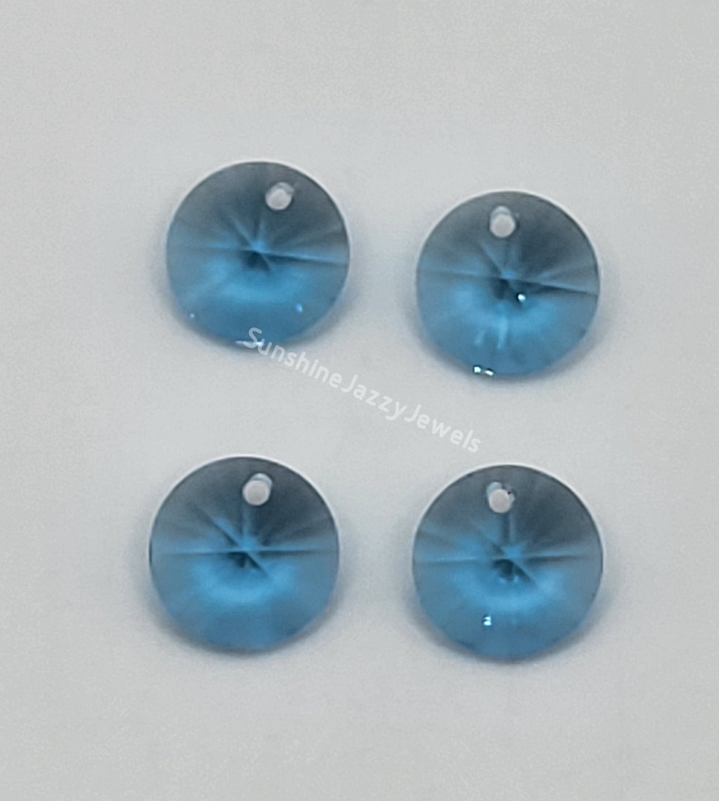 #6200 - 4pc Swarovski Crystal Aquamarine 8mm Rivoli Pendants; LAST ONE
