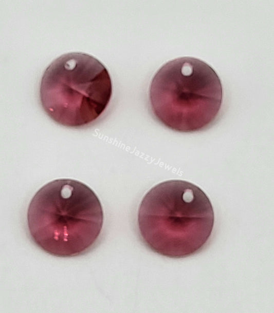 #6200 - 4pc Swarovski Crystal Indian Pink 8mm Rivoli Pendants; LAST ONE