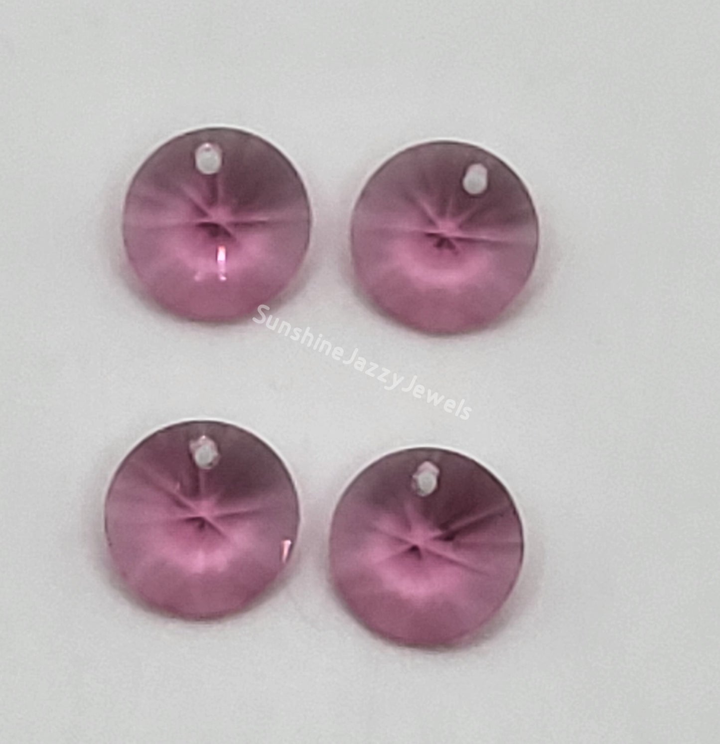 #6200 - 4pc Swarovski Crystal Rose 8mm Rivoli Pendants; LAST ONE
