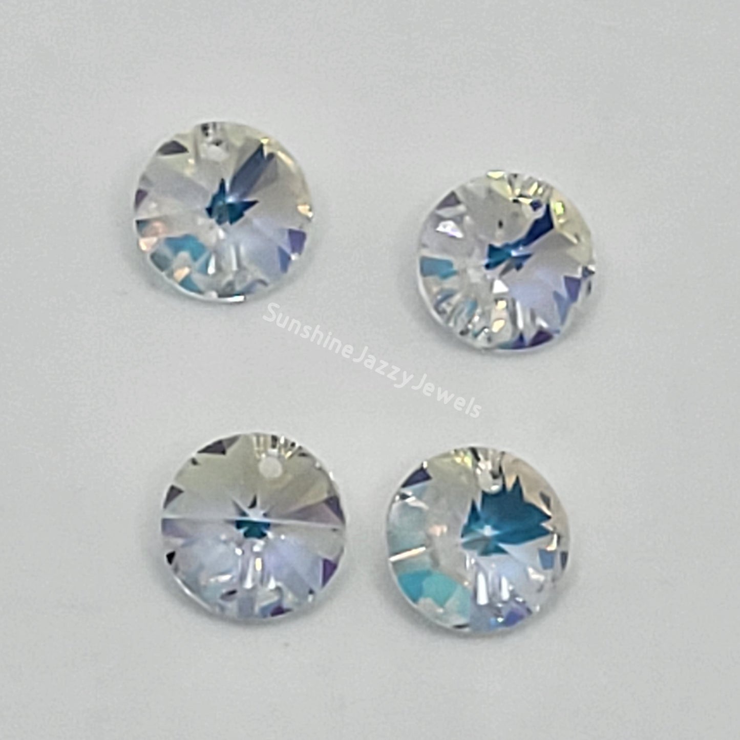 #6200 - 4pc Swarovski Crystal Clear AB 8mm Rivoli Pendants; LAST ONE