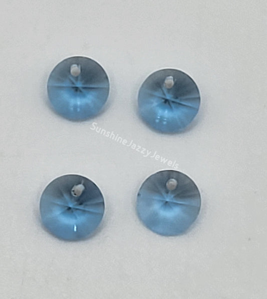 #6200 - 4pc Swarovski Crystal Aquamarine 6mm Rivoli Pendants; LAST ONE