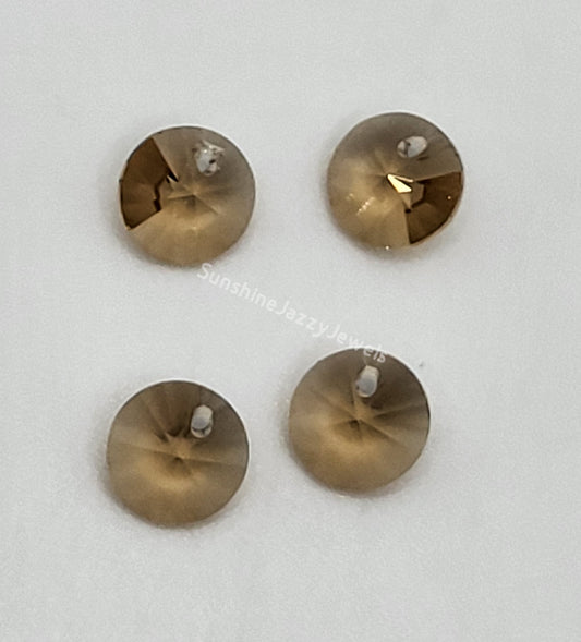 #6200 - 4pc Swarovski Crystal Light Colorado Topaz 6mm Rivoli Pendants; LAST ONE