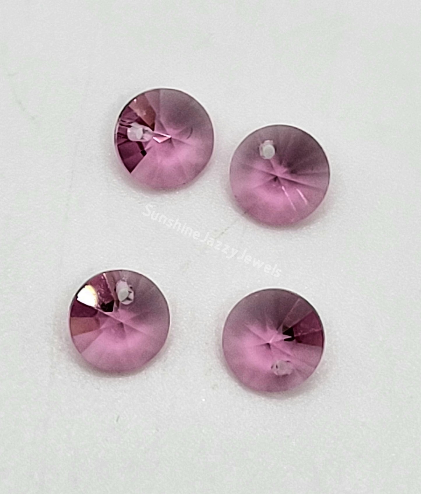#6200 - 4pc Swarovski Crystal Rose 6mm Rivoli Pendants; LAST ONE