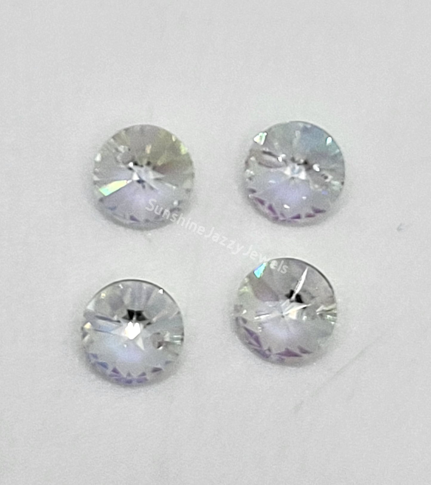 #6200 - 4pc Swarovski Crystal Clear AB 6mm Rivoli Pendants; LAST ONE