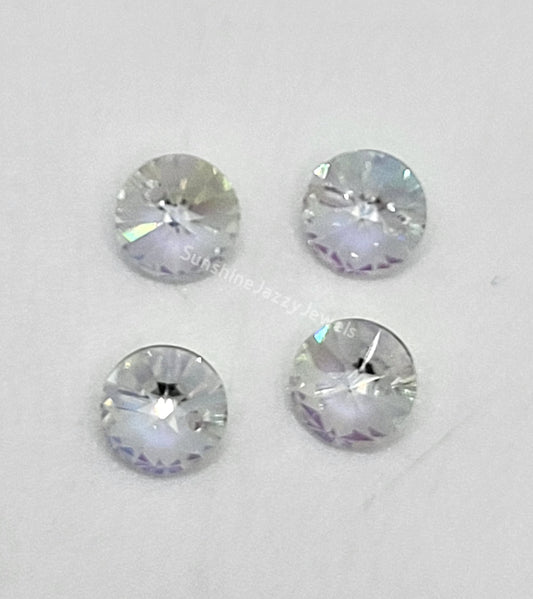 #6200 - 4pc Swarovski Crystal Clear AB 6mm Rivoli Pendants; LAST ONE