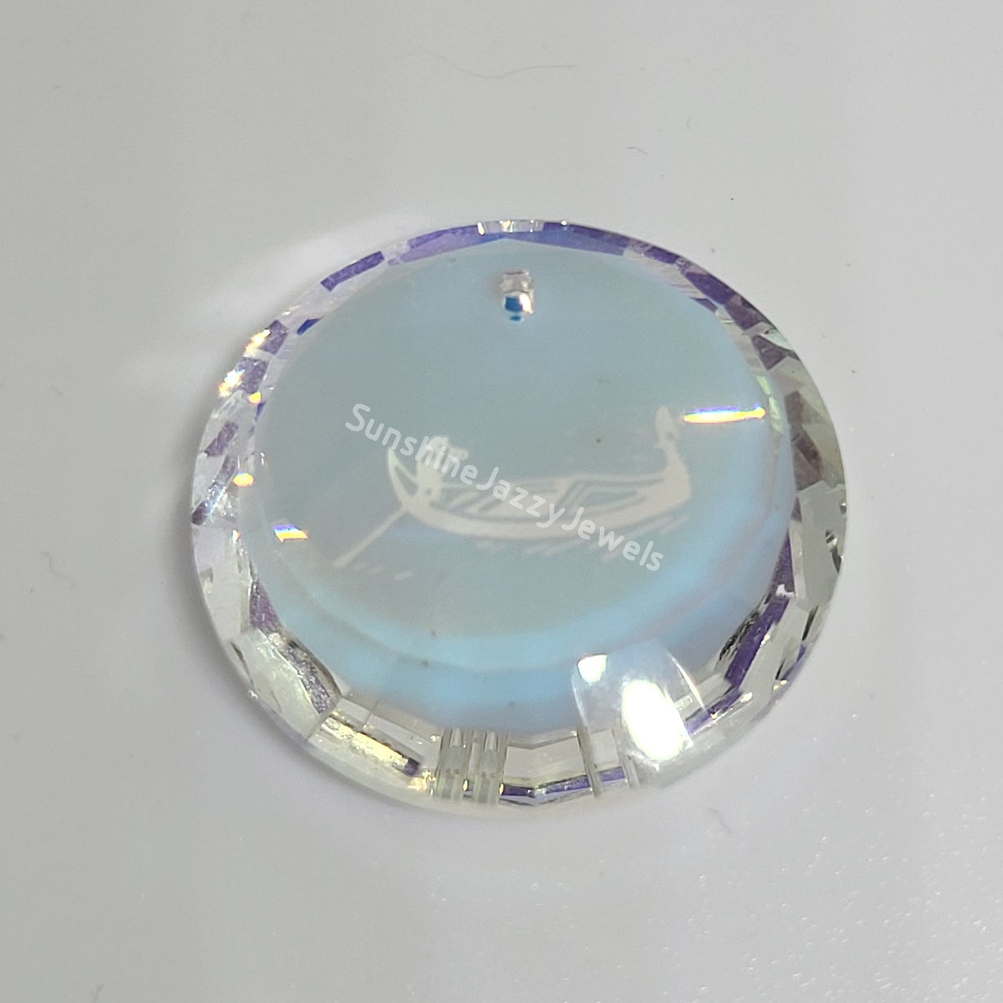 #6210 - Swarovski Crystal Venice Gondola Clear AB Round Pendant; 2 Sizes