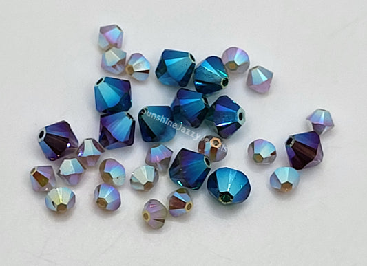 CLEARANCE MIX!  30pc Swarovski Crystal Assorted AB2X Colors 4-6mm Bicone Beads