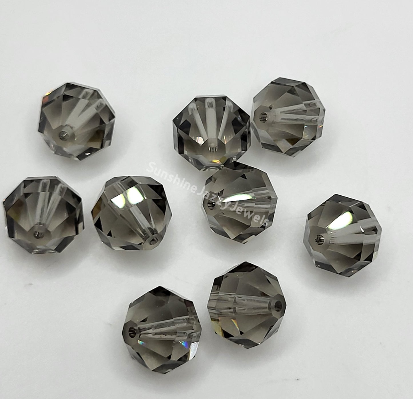 #5004 - Swarovski Crystal Black Diamond 10mm Geometric Round Beads; 6pc per pack