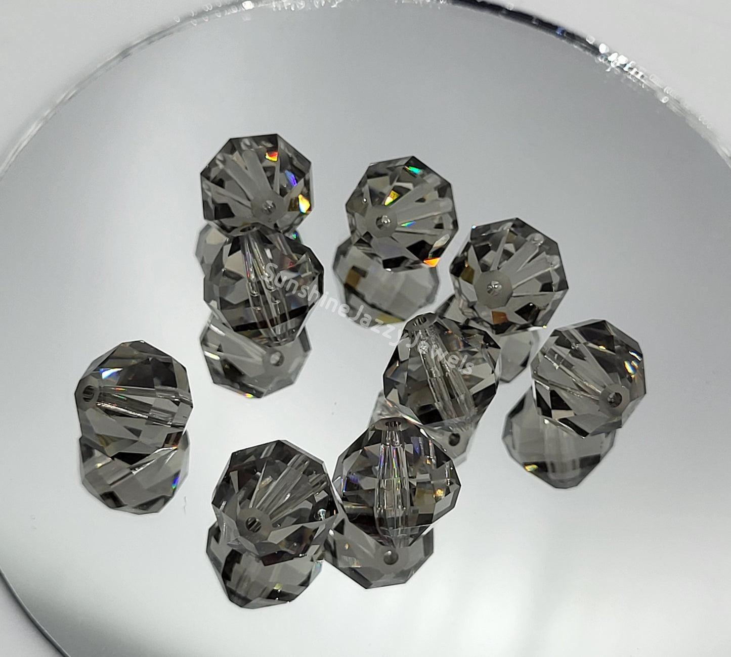 #5004 - Swarovski Crystal Black Diamond 10mm Geometric Round Beads; 6pc per pack