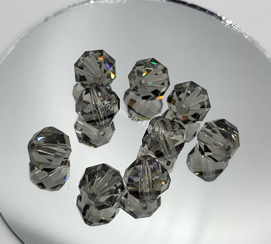 #5004 - Swarovski Crystal Black Diamond 10mm Geometric Round Beads; 6pc per pack