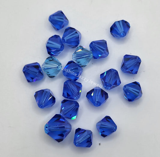CLEARANCE MIX!  19pc Swarovski Crystal Shades of Blue 8-10mm Bicone Beads