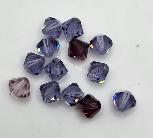 CLEARANCE MIX!  13pc Swarovski Crystal Shades of Purple 8mm Bicone Beads