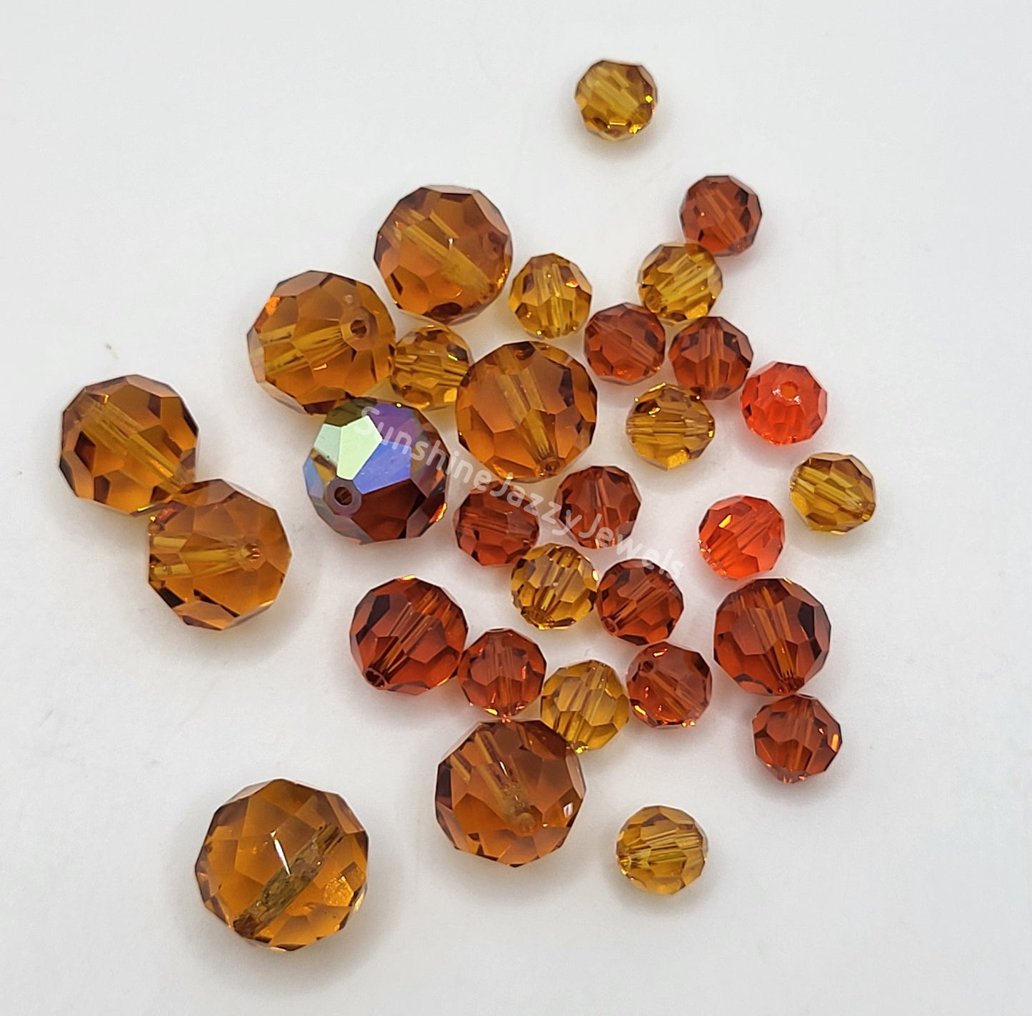 CLEARANCE MIX!  30pc Swarovski Crystal Shades of Orange 6-10mm Round 5000 Beads